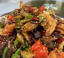 Spicy Stir-Fried Spare Ribs and Shrimp