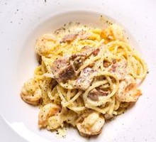 Fresh Shrimp Bacon Egg Yolk Pasta