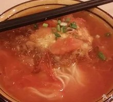 Three Red Soup Fried Egg Noodles