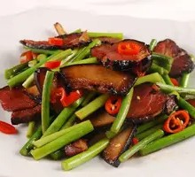 Stir-fried Garlic Shoots with Preserved Pork