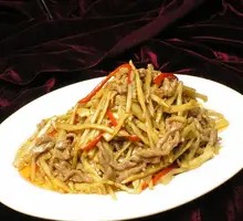 Dried Bamboo Shoots Stir-Fried with Pork Strips