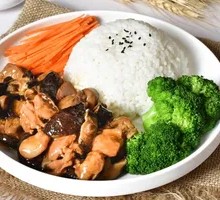 Braised Chicken with Mushrooms Rice Bowl
