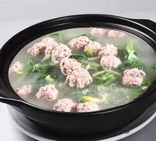 Braised Pork Meatballs and Crispy Pork in Clay Pot