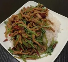 Garlic Shoots and Pork Rice Bowl