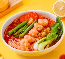 Tomato Shrimp Dumpling Noodles