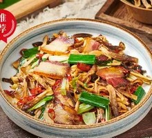 Stir-fried Wild Mushroom, Smoked Bamboo Shoots with Local Sausage
