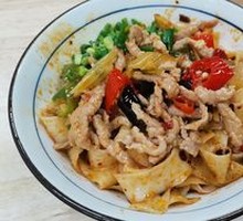 Pickled Chili Pork Noodles with Daoxiao Noodles