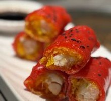 Crispy Shrimp Rolls with Red Rice