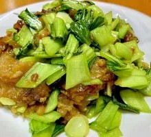 Stir-fried Greens with Pork Balls