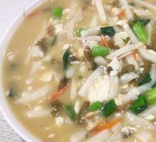Winter Bamboo Shoots Tofu Soup with Rice Cake