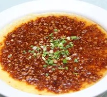 Stir-fried Pork and Mushroom with Steamed Egg