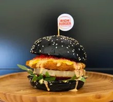 Black Pineapple Shrimp Burger
