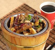 Fragrant Tofu and Pork Rice in Wooden Bucket