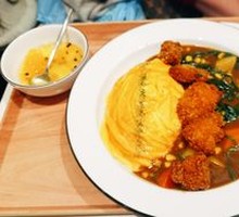 Fried Chicken Curry Omelette Rice