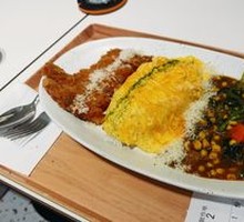 炸猪排风暴芝士咖喱蛋包饭