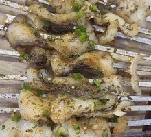 Char Fish Slices Grilled on Charcoal