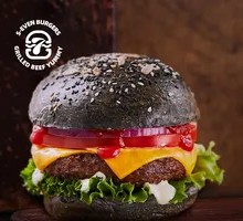 Bamboo Charcoal Beef Cheeseburger