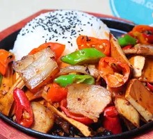 Fried Pork with Tofu Skin Rice Bowl