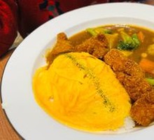 Fried Chicken Curry Omelette Rice