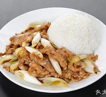 Scallion Stir-Fry with Meat over Rice