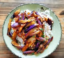 Minced Pork and Eggplant Rice Bowl