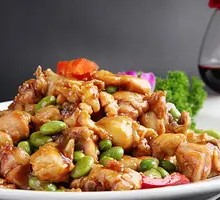Fried Pork with Green Peas and Corn