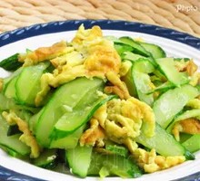 Cucumber and Egg in Wooden Bucket Rice
