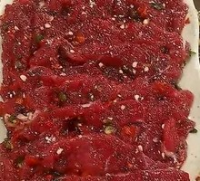Sliced Beef with Green and Red Peppers